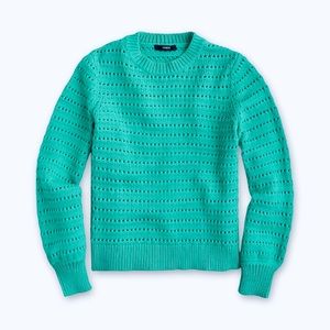 J. Crew | NWOT ✨ Patina Green Balloon Sleeve Pointelle Sweater